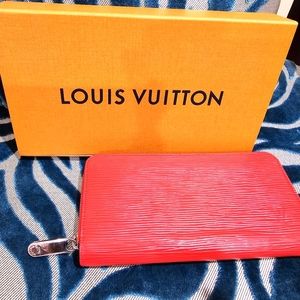 Authentic Louis Vuitton RED Epi Zippy Wallet